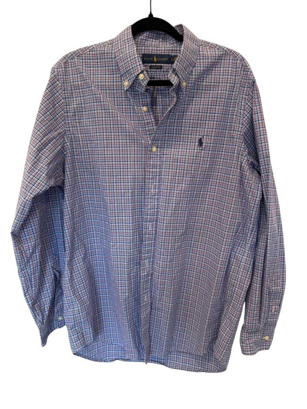 Polo Ralph Lauren Stanton Men’s L Blue Purple Plaid Classic Fit Shirt